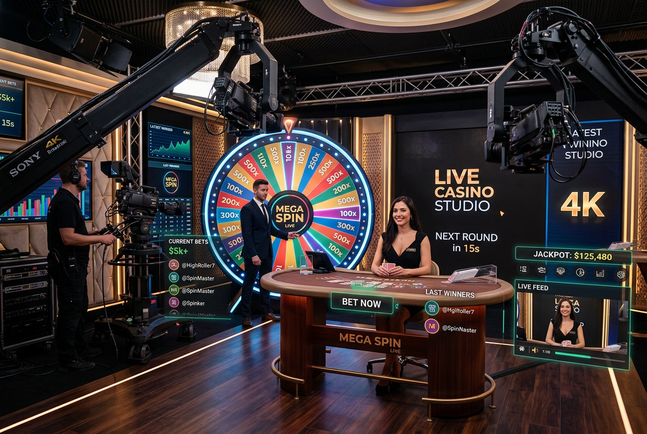Nowoczesne studio kasyna na żywo w technologii 4K z elementami AR